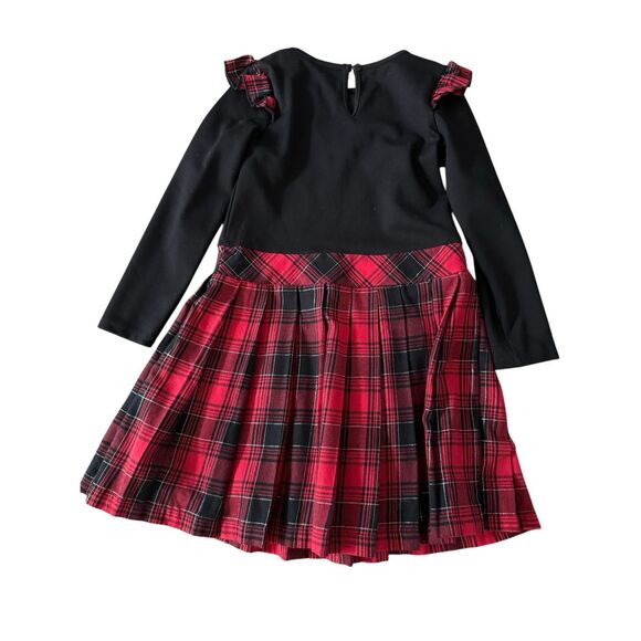 Rare Editions girls holiday dress sz 6x black/red long sleeve plaid - Picture 2 of 3